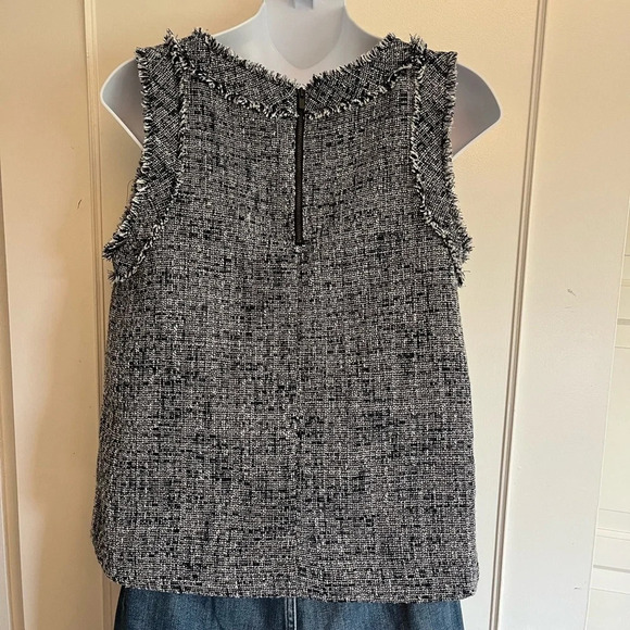 Banana Republic Tweed sleeveless top Navy blue & white Boho academia size small - Picture 5 of 12